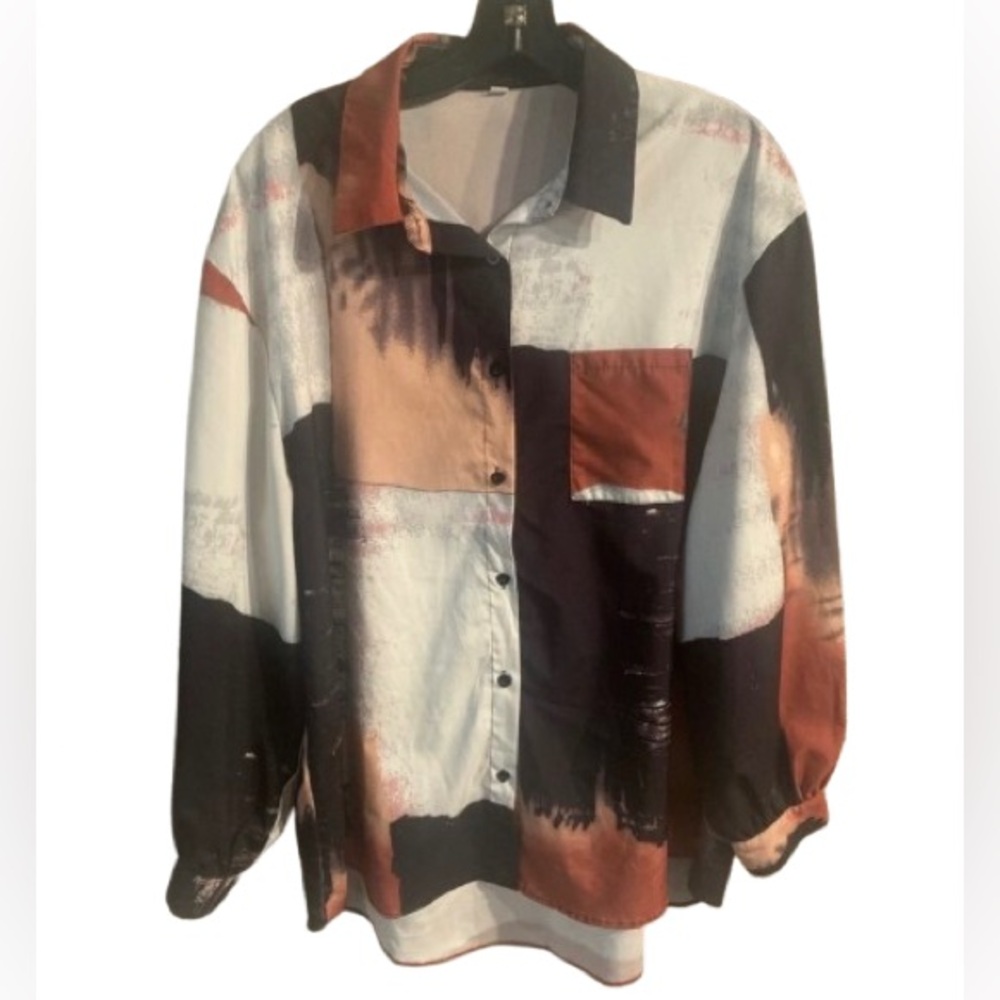 Multicolor Button Down Long-Sleeved Shirt - Size M